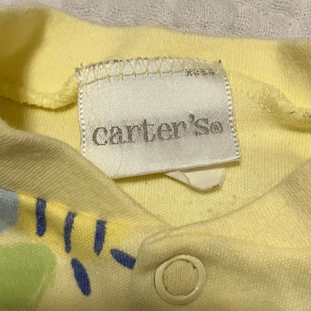 VTG Carter’s Yellow BumbleBee‎ Button Sleeper Bodysuit Footed Pajamas Sz 0/3m